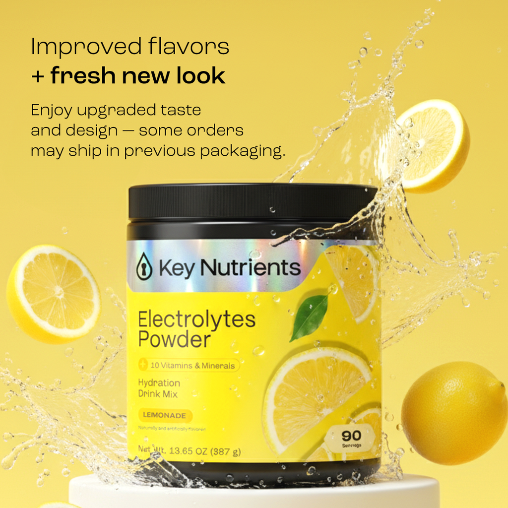 Sugar-Free Electrolyte Recovery Powder for Hydration in new packaging with fresh lemon flavor and vibrant design.