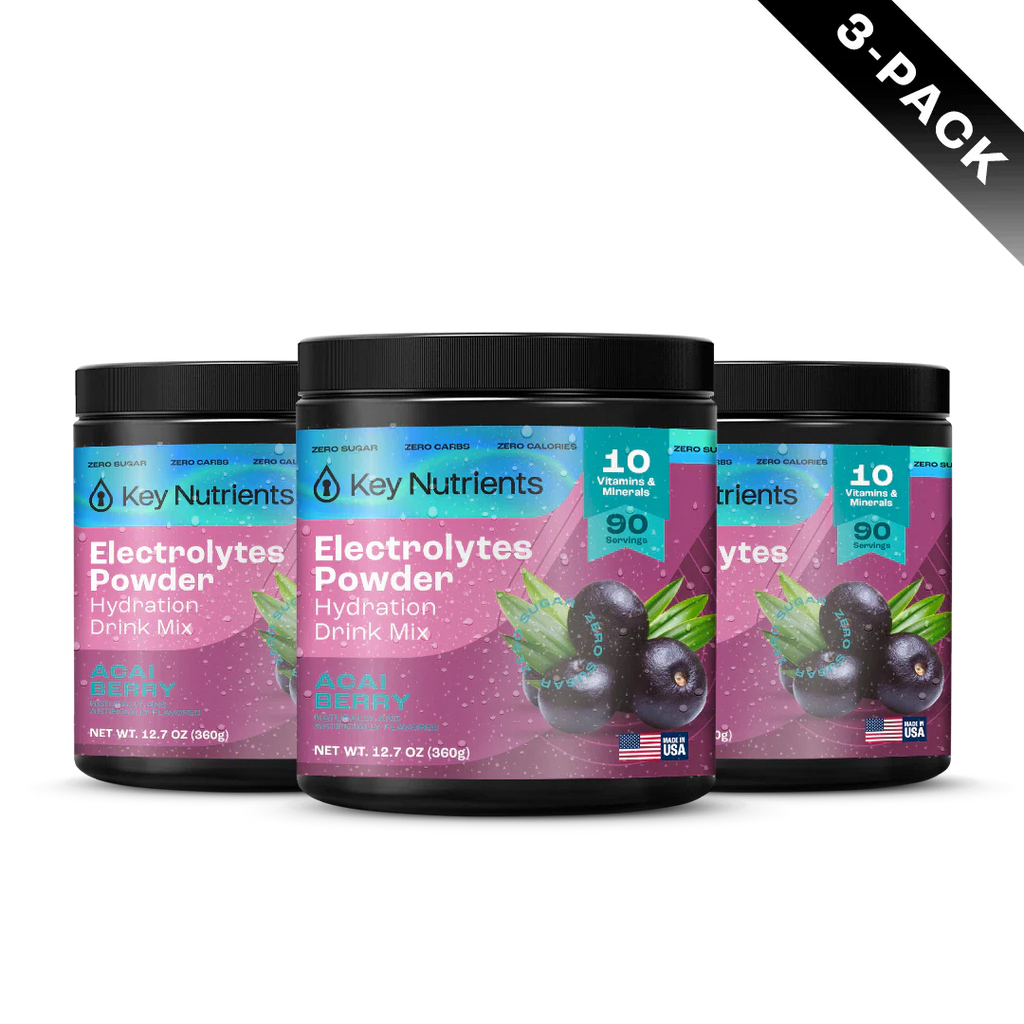 Sugar-Free Electrolyte Recovery Powder for Hydration 3-pack of Key Nutrients electrolyte drink mix