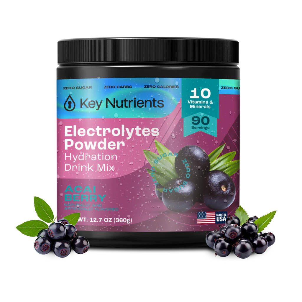 Sugar-Free Electrolyte Recovery Powder for Hydration by Key Nutrients, Acai Berry flavor, 12.7 oz container.