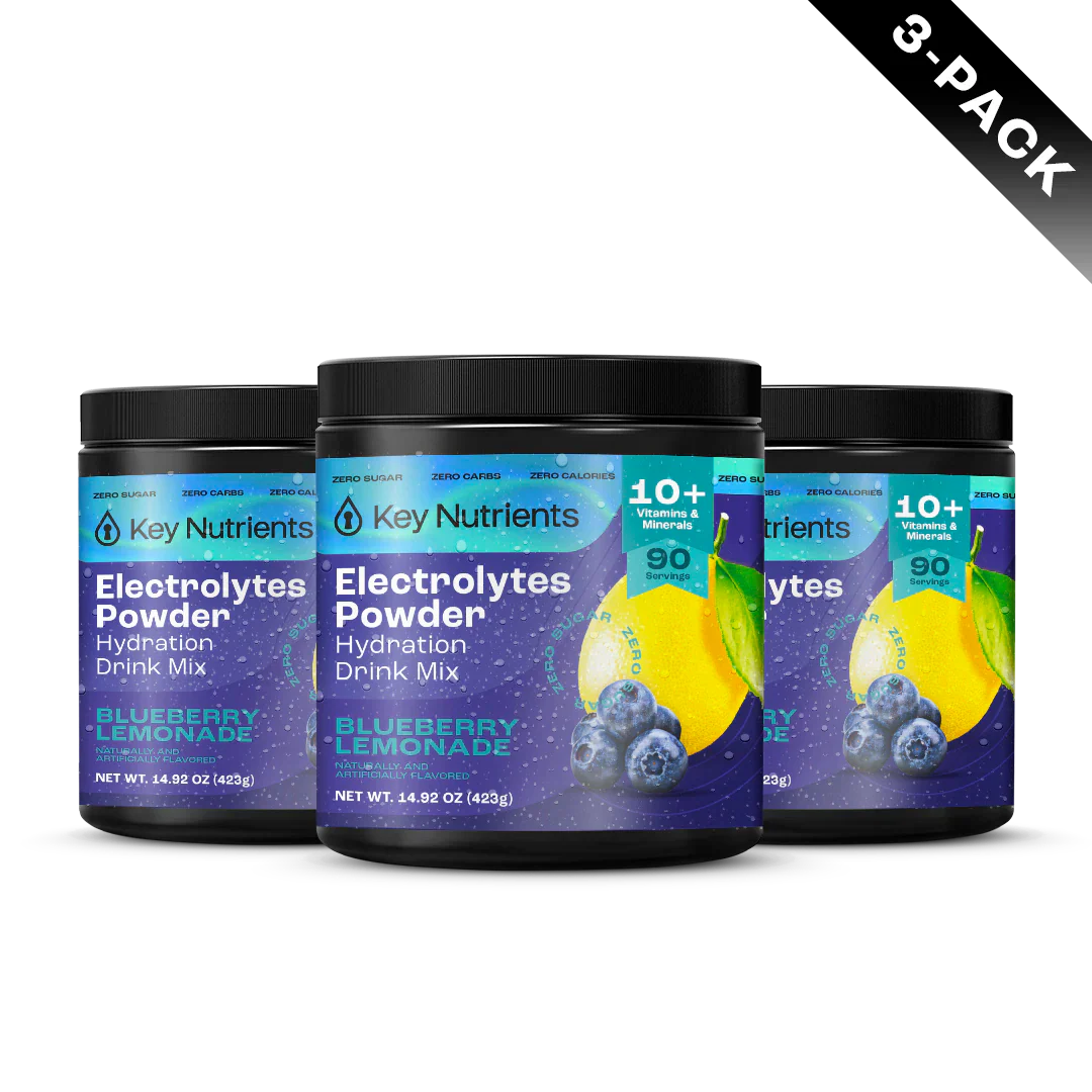 Sugar-Free Electrolyte Recovery Powder for Hydration - 3-pack of Blueberry Lemonade flavor drink mix.