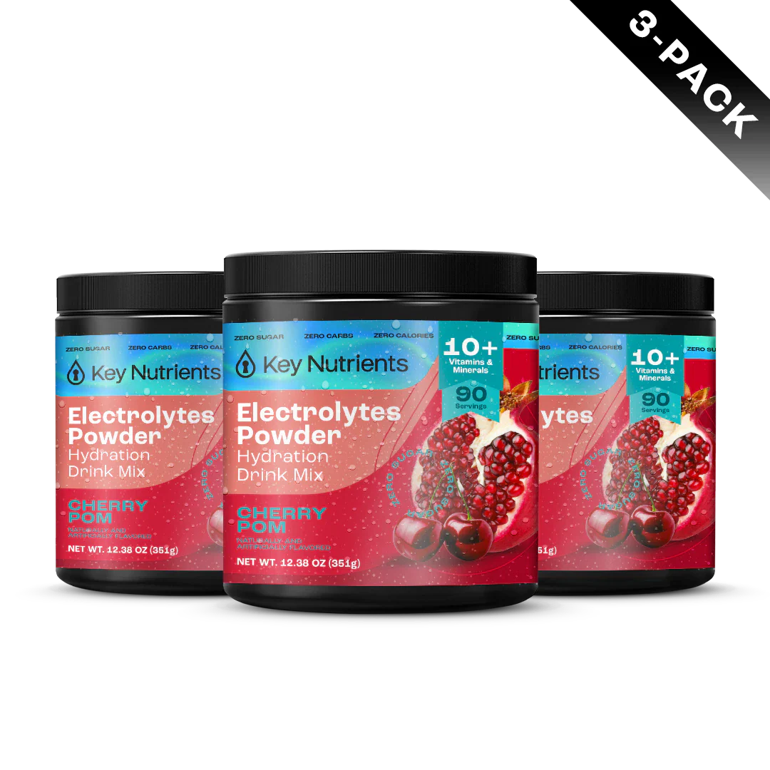 Sugar-Free Electrolyte Recovery Powder for Hydration 3-pack Cherry Pomegranate flavor from Key Nutrients.