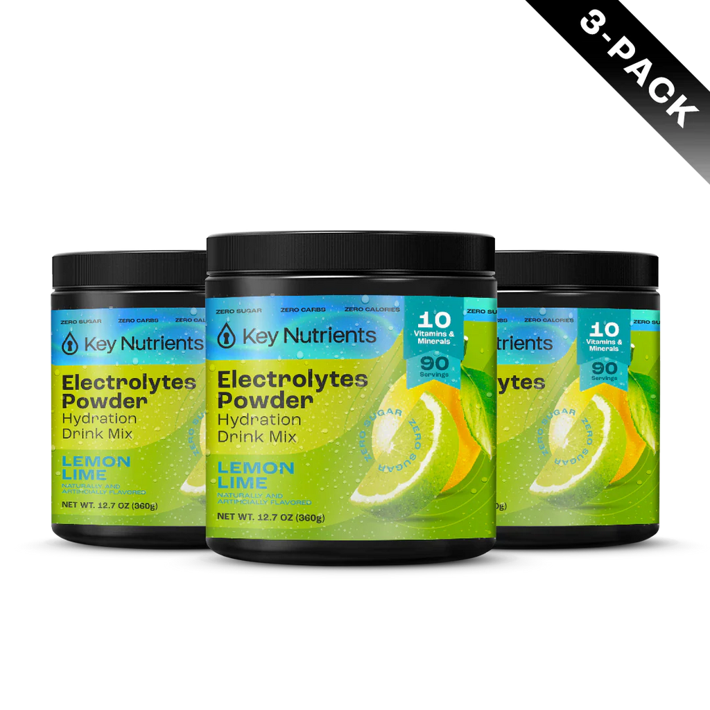 Sugar-Free Electrolyte Recovery Powder for Hydration 3-pack Lemon Lime flavor of Key Nutrients