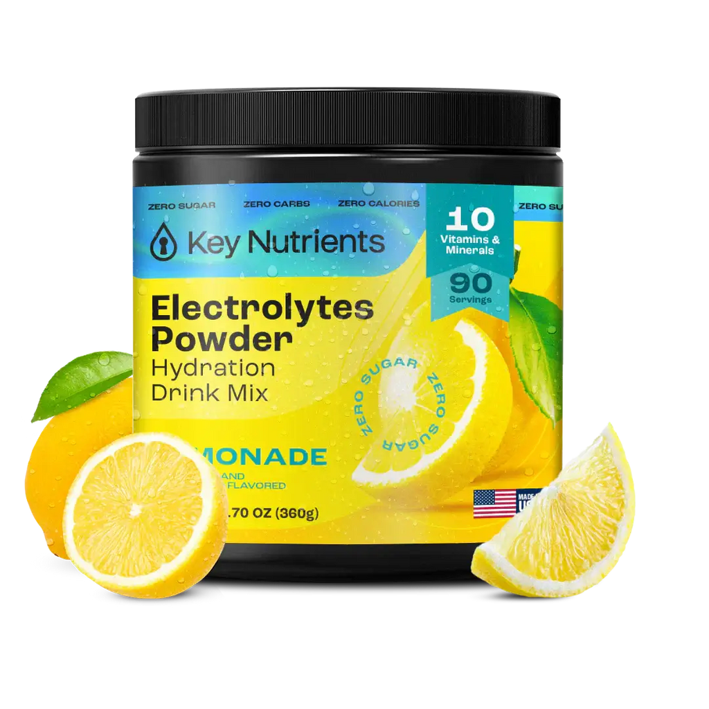 Sugar-Free Electrolyte Recovery Powder for Hydration in lemon flavor, packed with vitamins and minerals for optimal hydration.