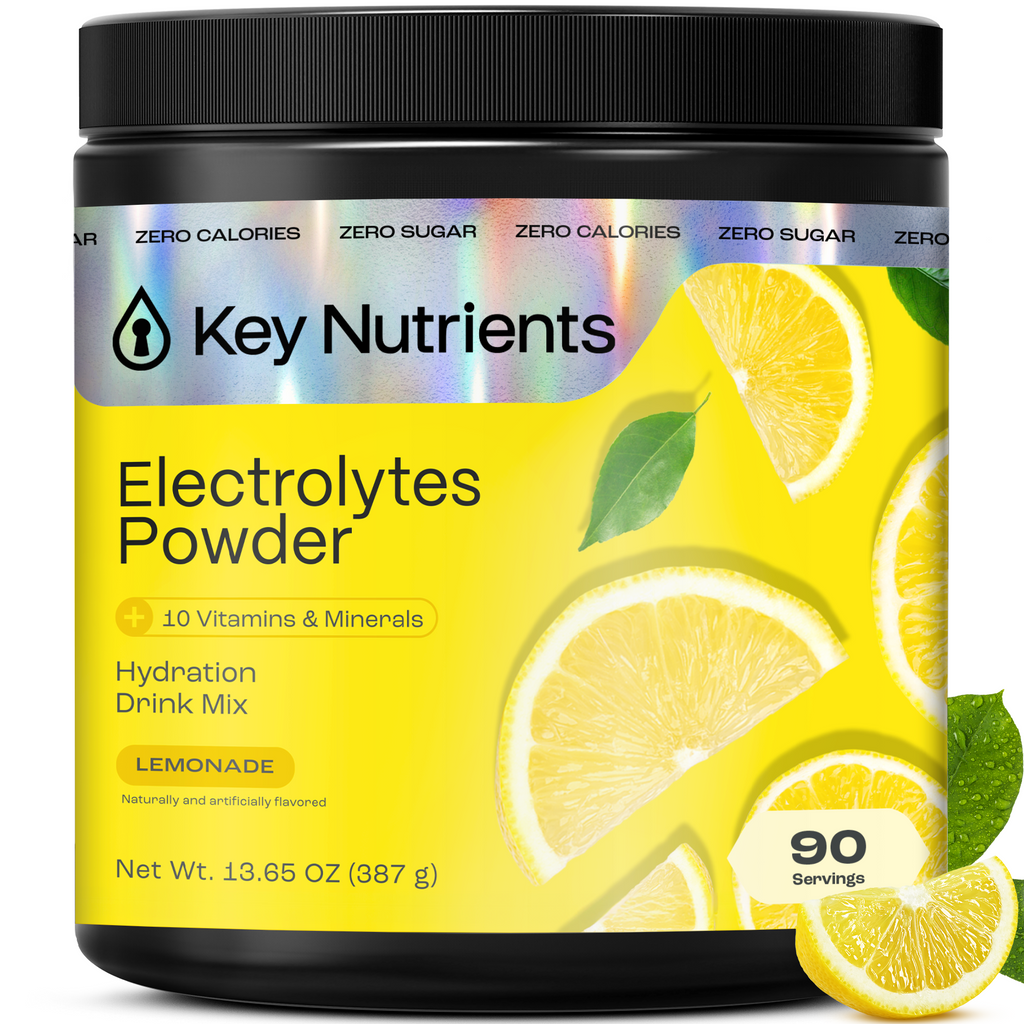 Sugar-Free Electrolyte Recovery Powder for Hydration - Lemonade flavor, 90 servings, by Key Nutrients.