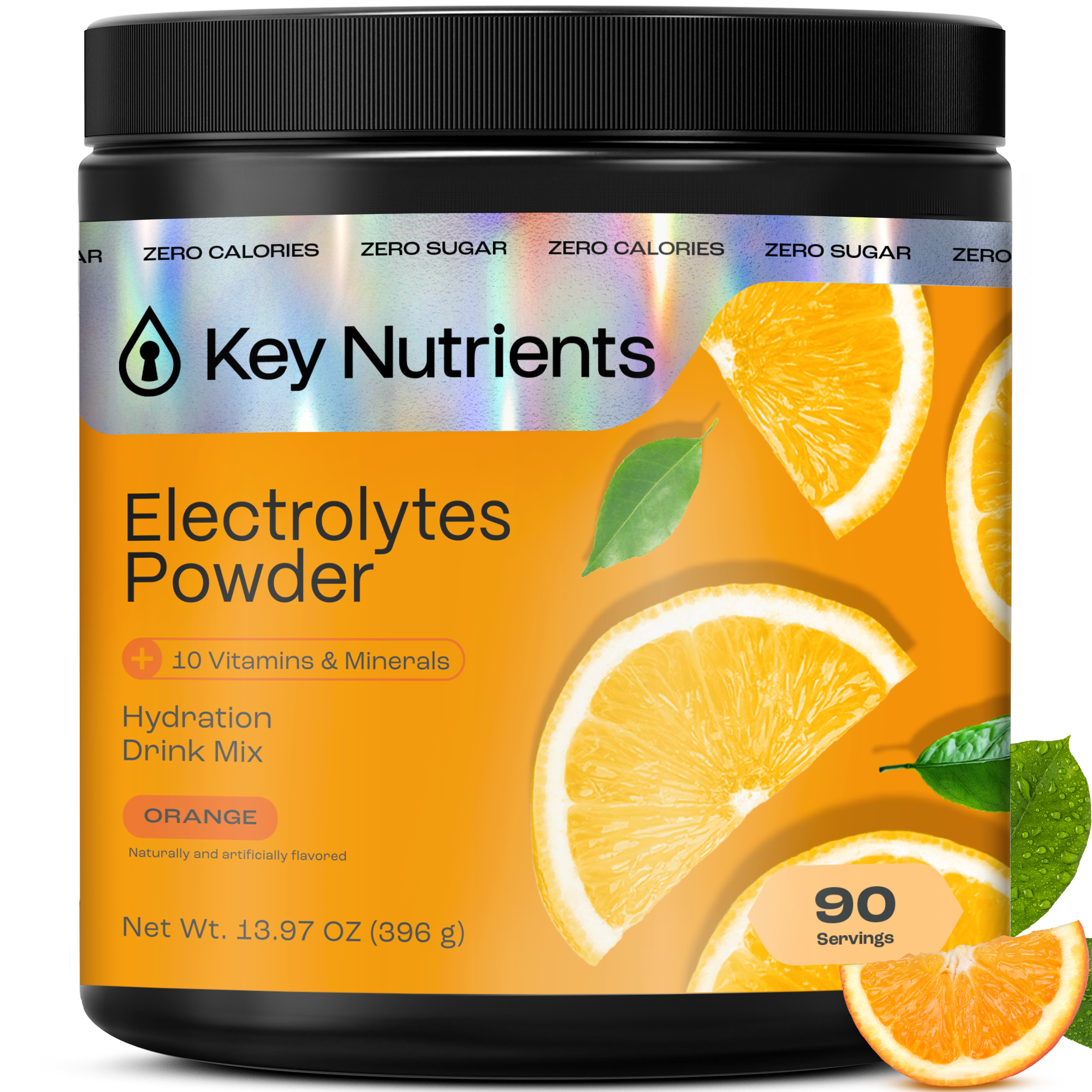 Sugar-Free Electrolyte Recovery Powder for Hydration in orange flavor with vitamin and mineral blend for hydration.