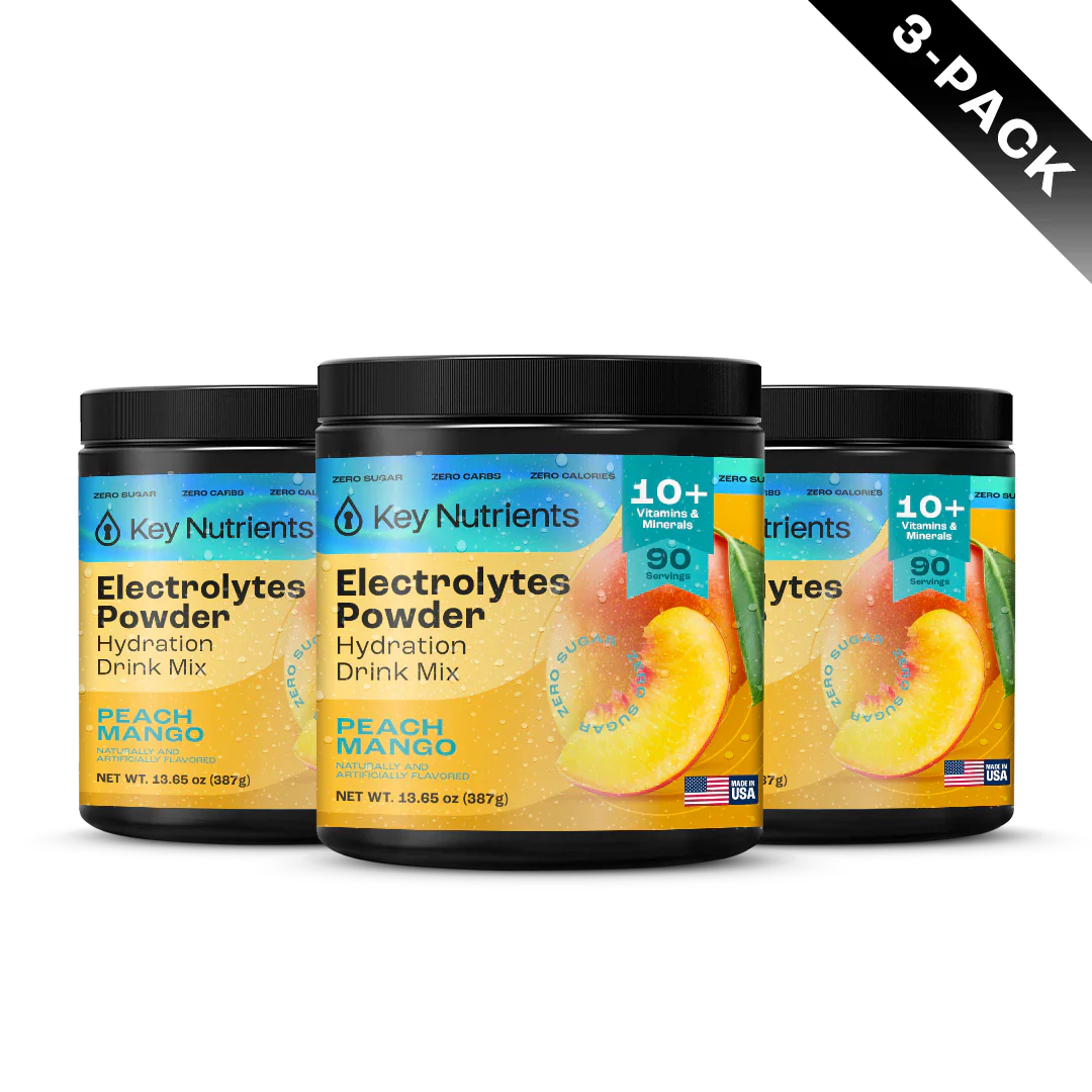Sugar-Free Electrolyte Recovery Powder for Hydration in Peach Mango flavor, 3-pack for optimal hydration.