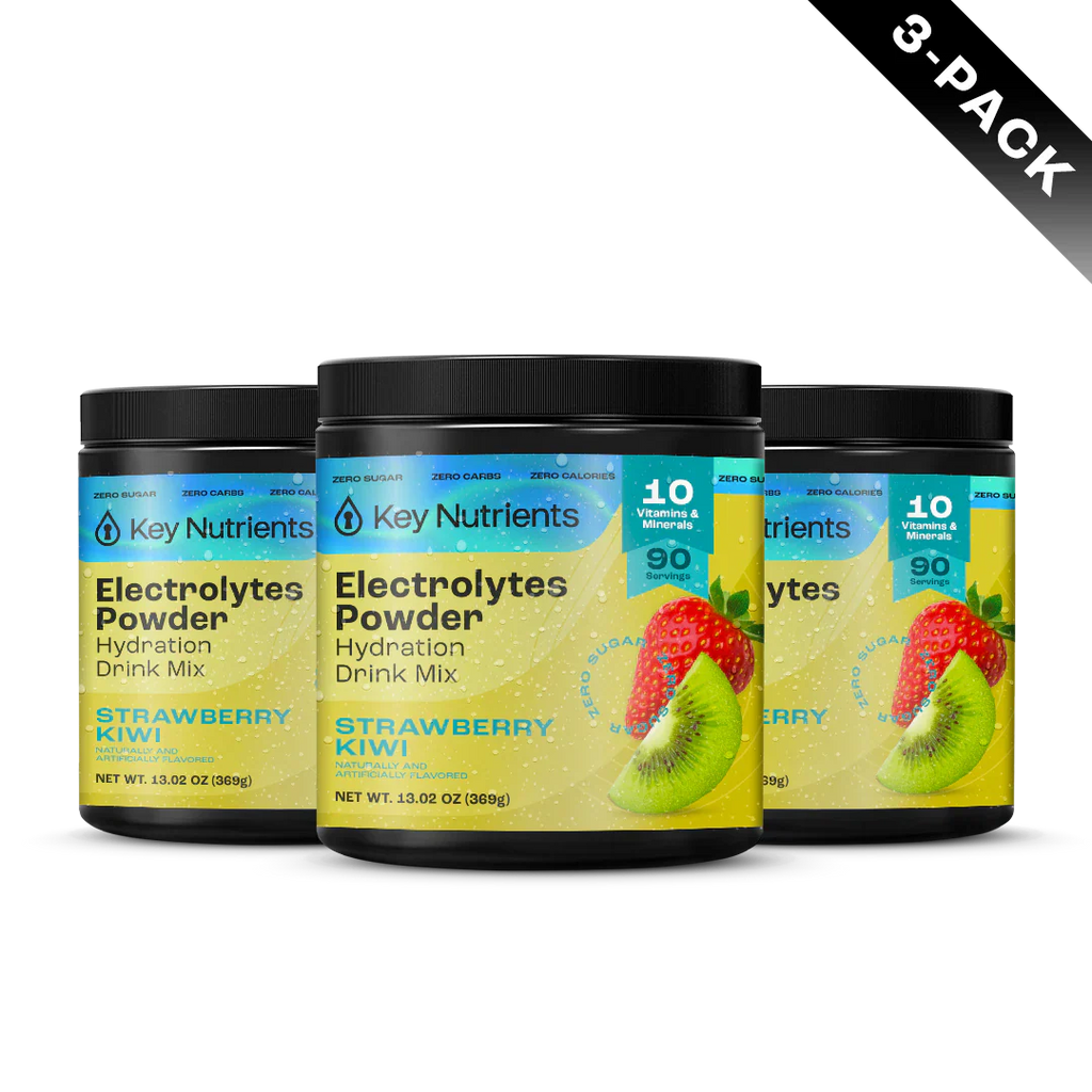 Sugar-Free Electrolyte Recovery Powder for Hydration 3-pack Strawberry Kiwi flavor by Key Nutrients.