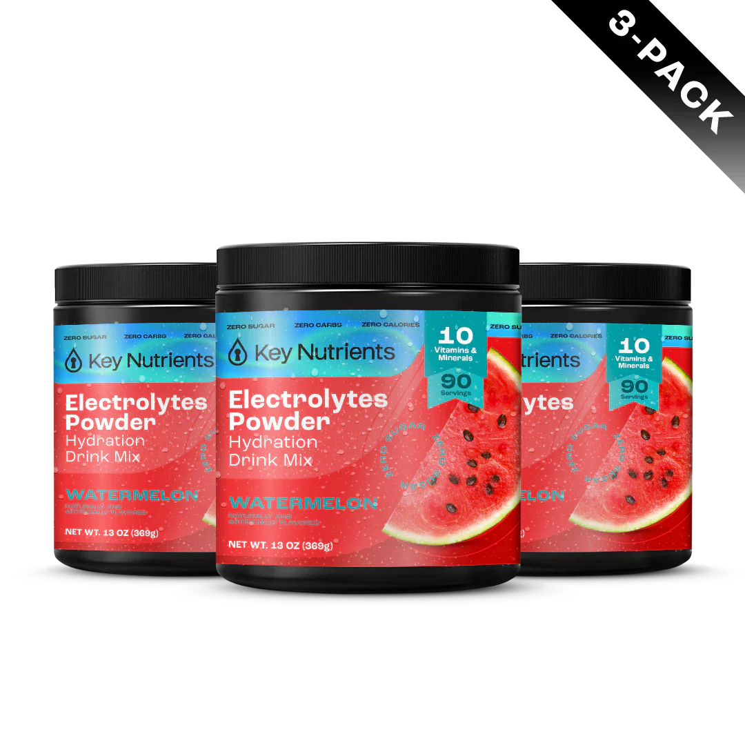 Sugar-Free Electrolyte Recovery Powder for Hydration - Key Nutrients 3-Pack Watermelon Flavor