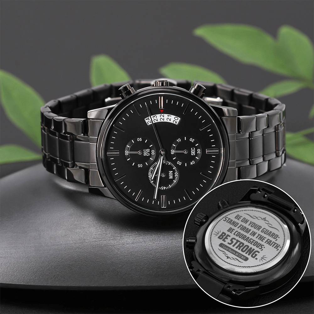 Be On Your Guard Bible Verse Men's Watch