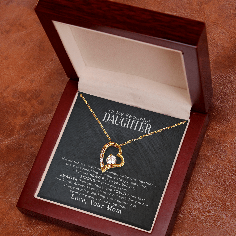 My Beautiful Daughter - Forever Love Necklace in a gift box with heartfelt message inside.