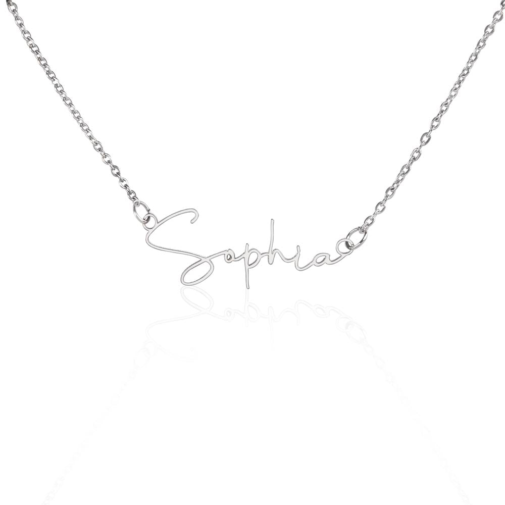 Signature Style Name Necklace | Script Font Pendant | Polished Steel & Gold Finish | Personalized Gift for Her