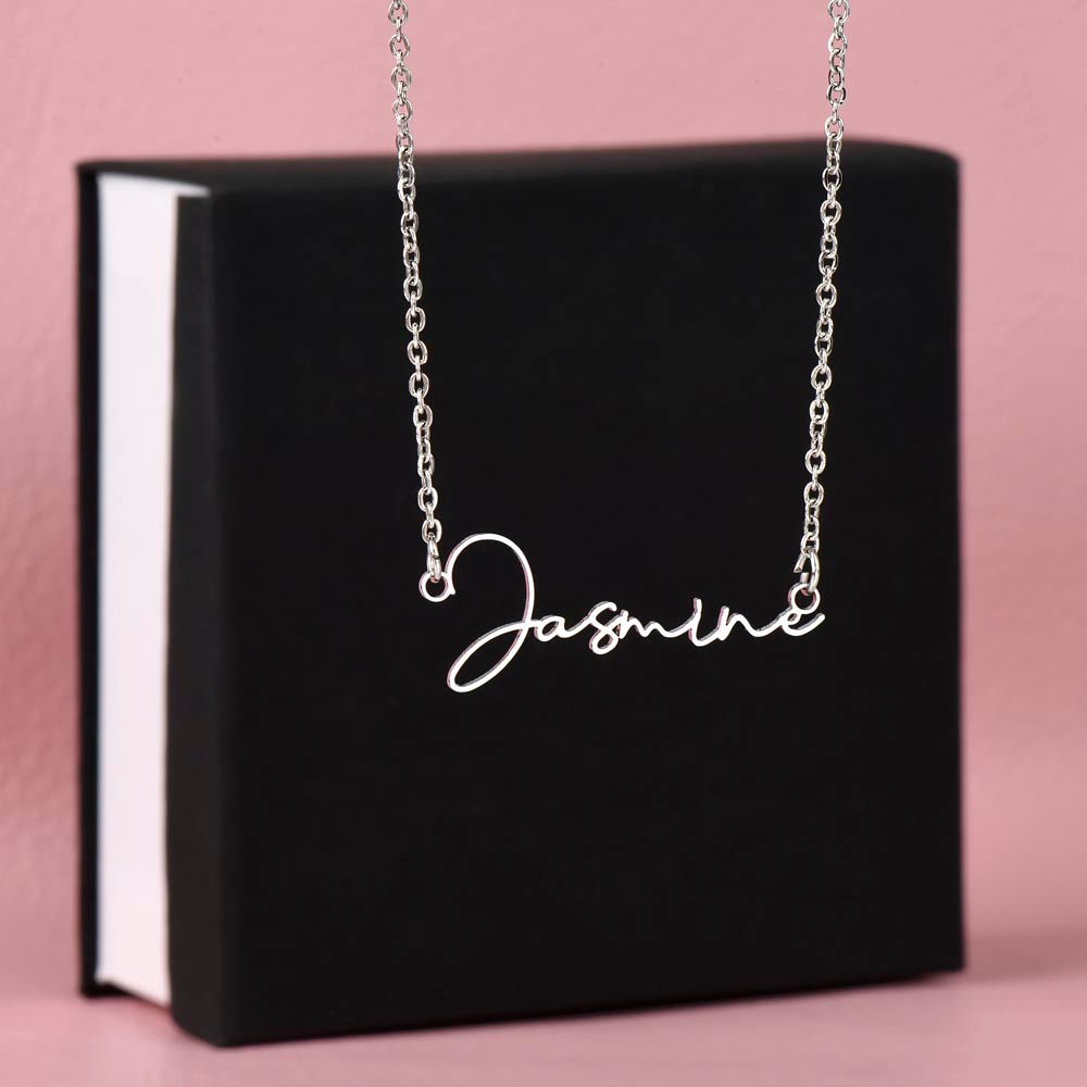 Signature Style Name Necklace | Script Font Pendant | Polished Steel & Gold Finish | Personalized Gift for Her