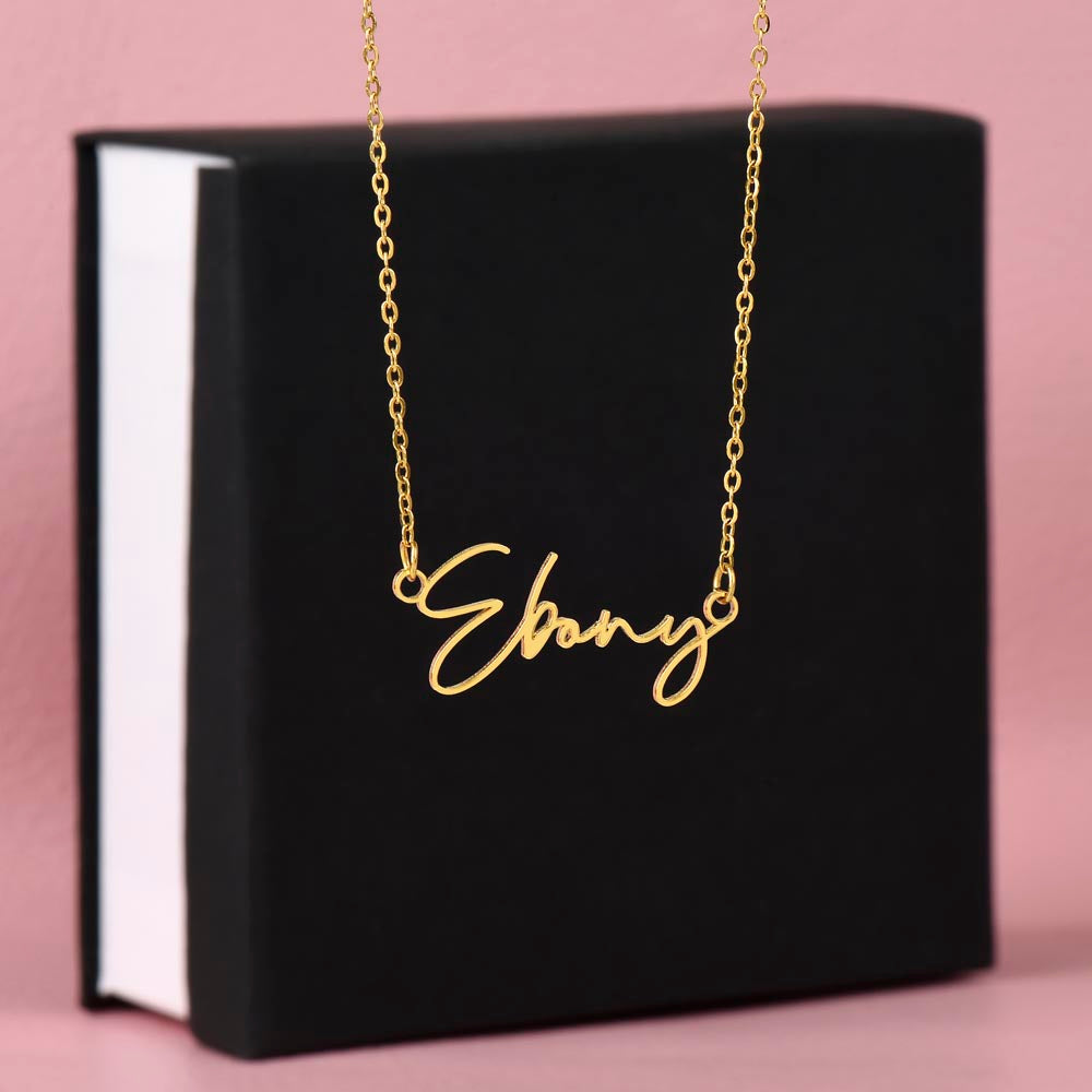 Signature Style Name Necklace | Script Font Pendant | Polished Steel & Gold Finish | Personalized Gift for Her