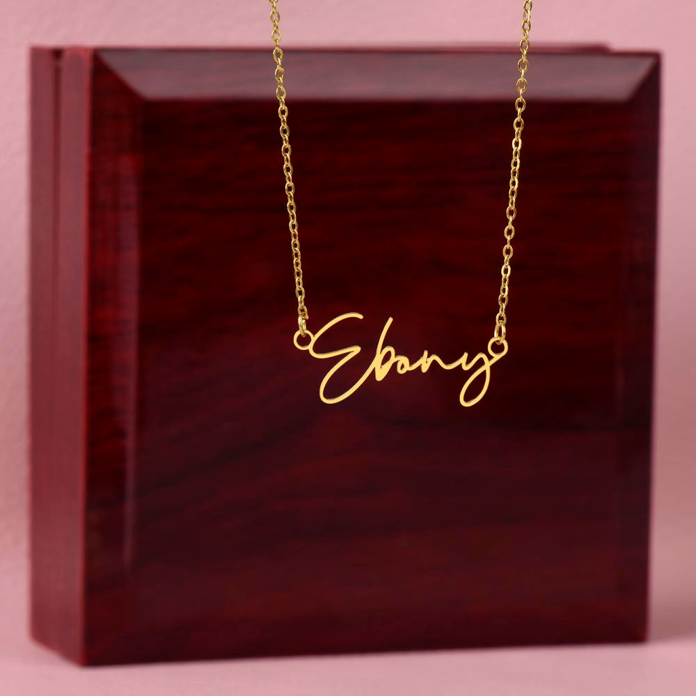 Signature Style Name Necklace | Script Font Pendant | Polished Steel & Gold Finish | Personalized Gift for Her