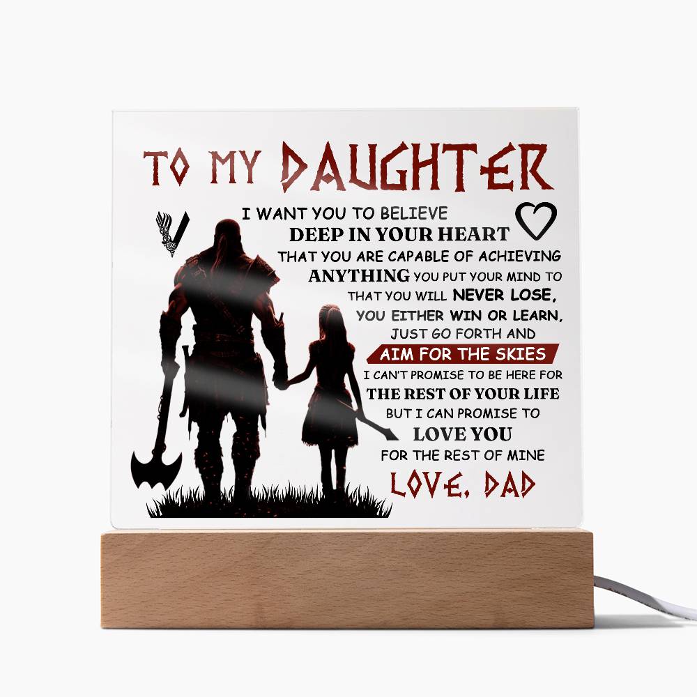 To My Daughter Skies Acrylic Square plaque with heartfelt message, perfect acrylic plaque for daughter.
