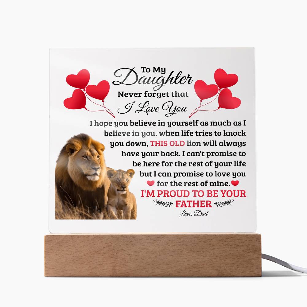To My Daughter Old Lion - Acrylic Square Plaque