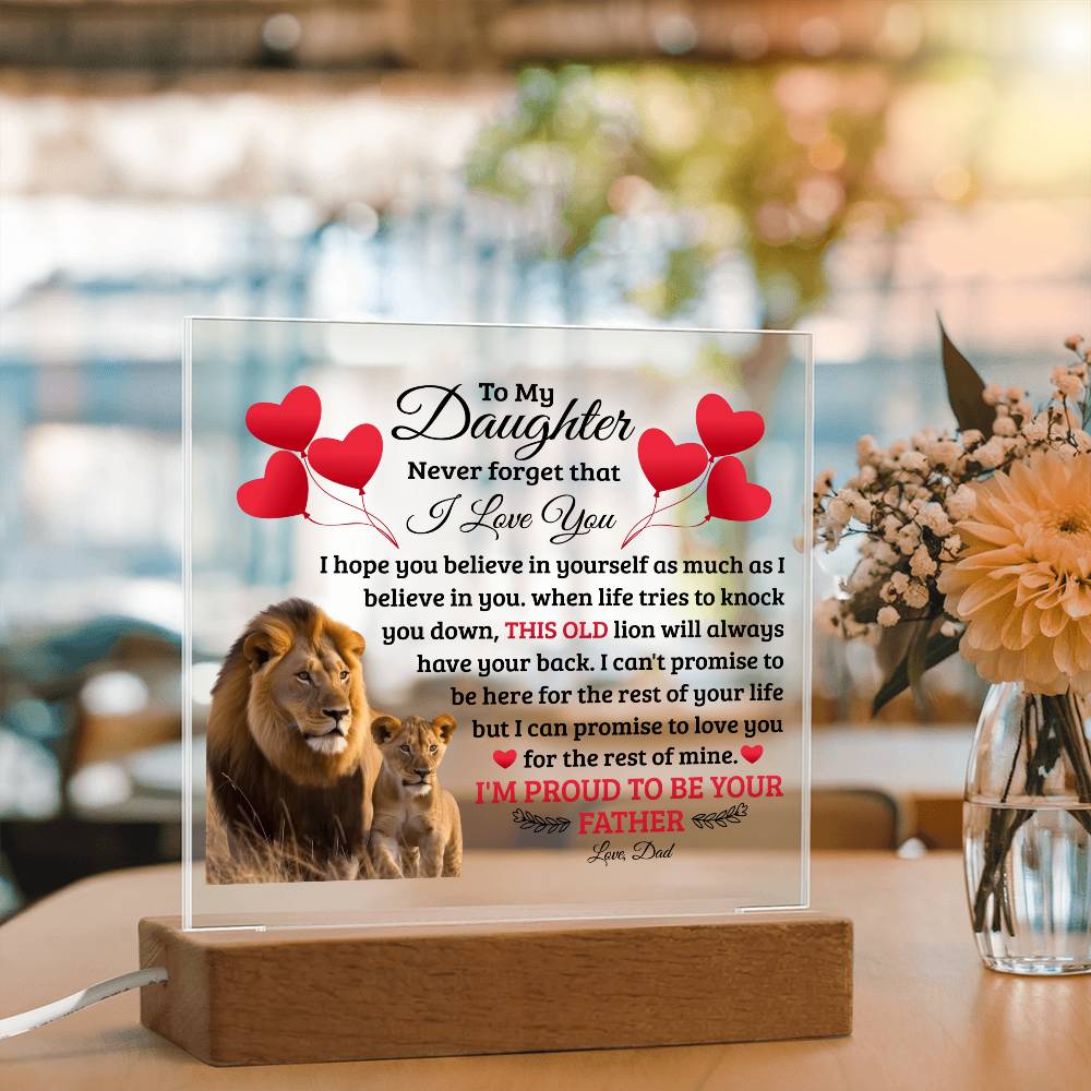 To My Daughter Old Lion - Acrylic Square Plaque