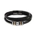 Black braided love you forever bracelet for grandson with engraved message and decorative beads.