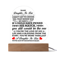 To My Daughter-in-Law Honor – Acrylic Heart Plaque
