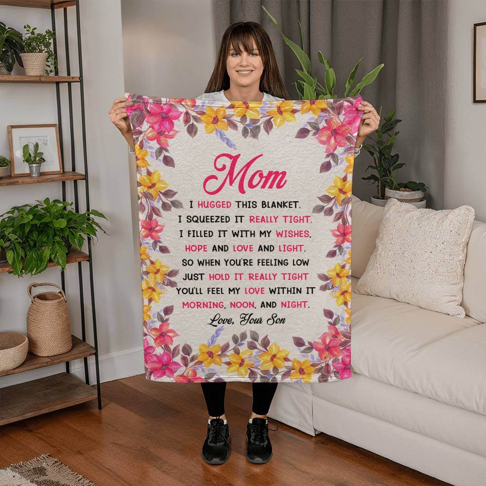 Coral Fleece Blanket Gift for Mom with Loving Message