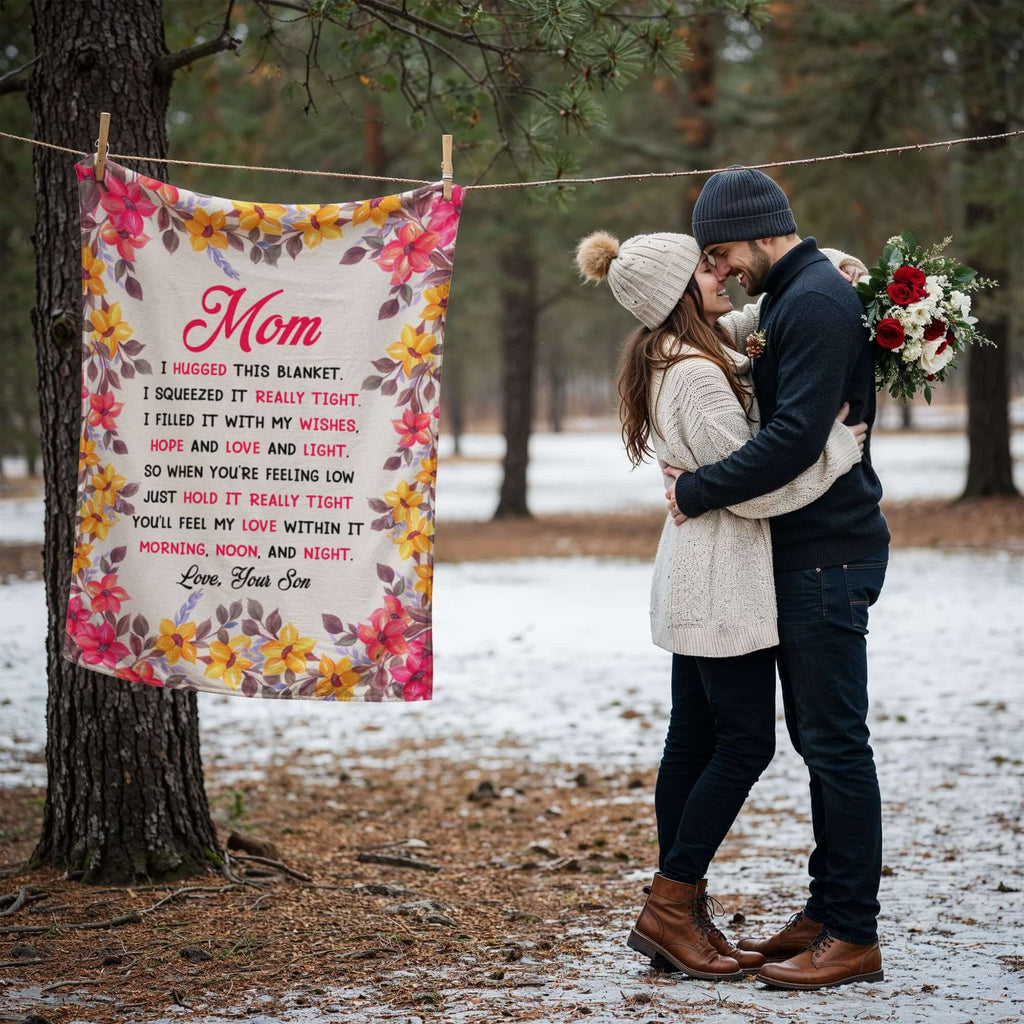 Coral Fleece Blanket Gift for Mom with Loving Message