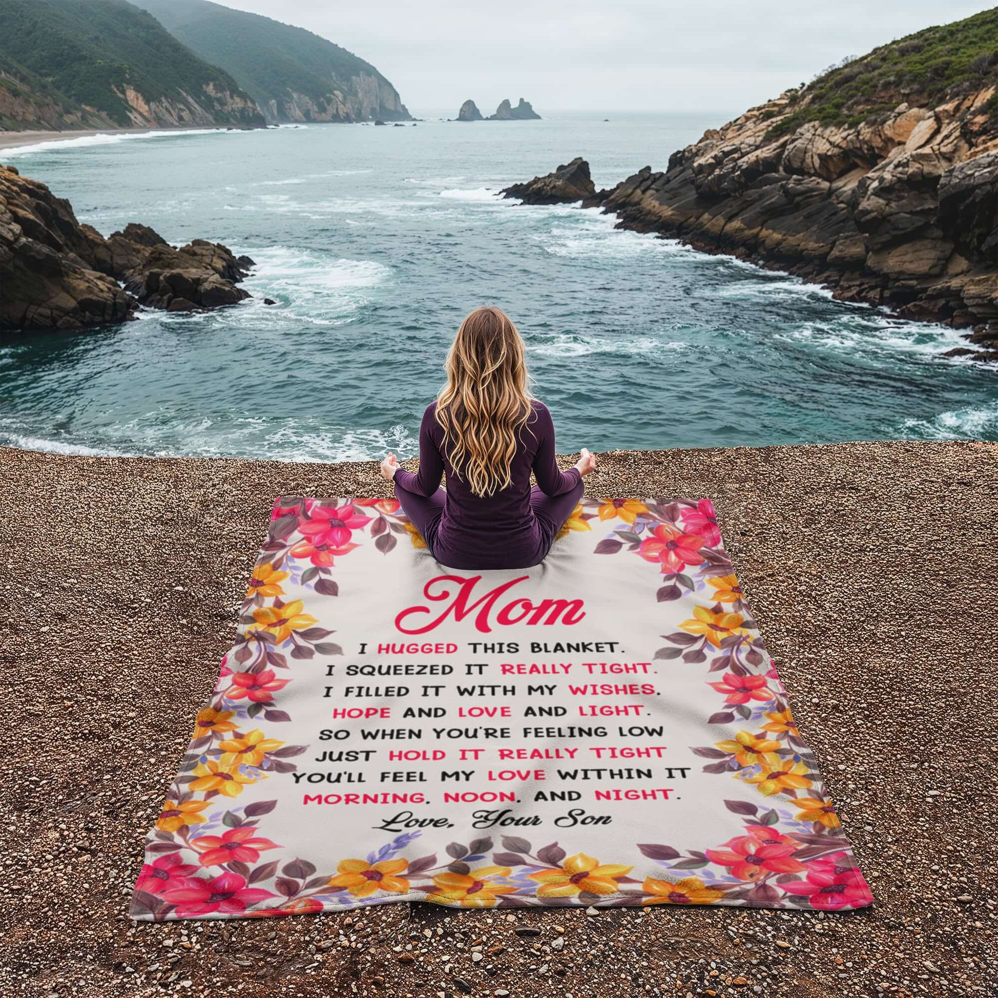 Coral Fleece Blanket Gift for Mom with Loving Message