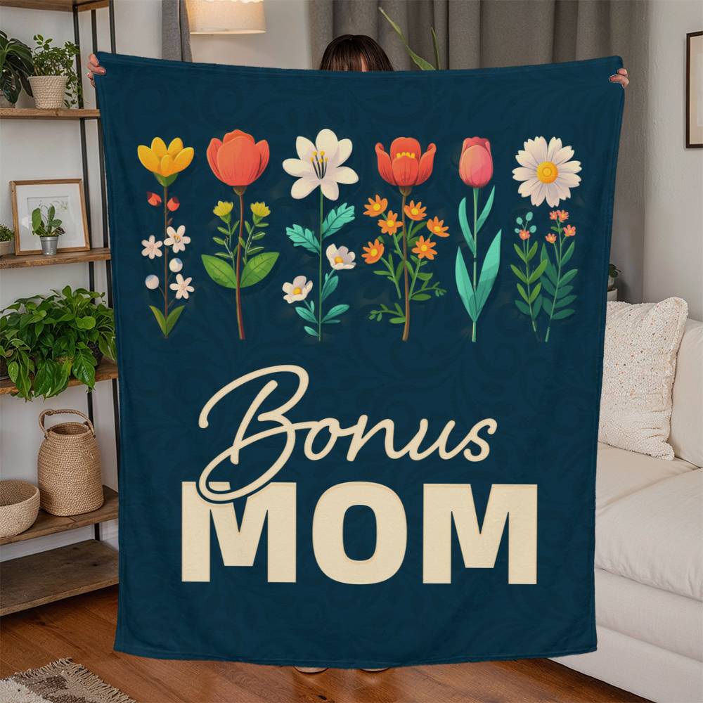 Bonus Mom Jersey Fleece Blanket Gift
