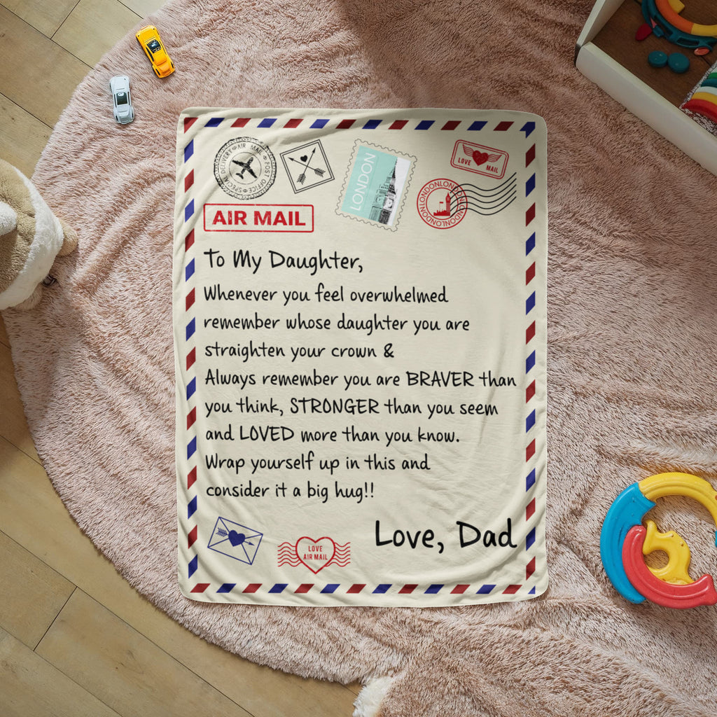 To My Daughter Braver Sherpa Fleece Blanket for daughter with inspirational message and cozy design.