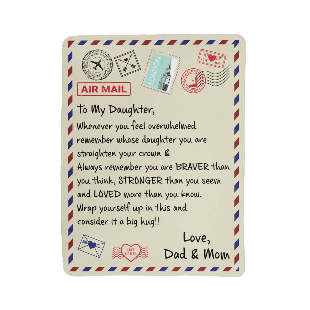 To My Daughter message on a heartfelt card, perfect for gifting alongside a Sherpa fleece blanket for daughter.