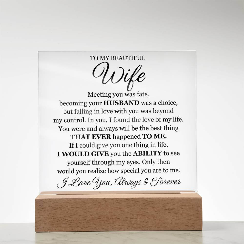 Romantic Acrylic Gift for Wife with Message