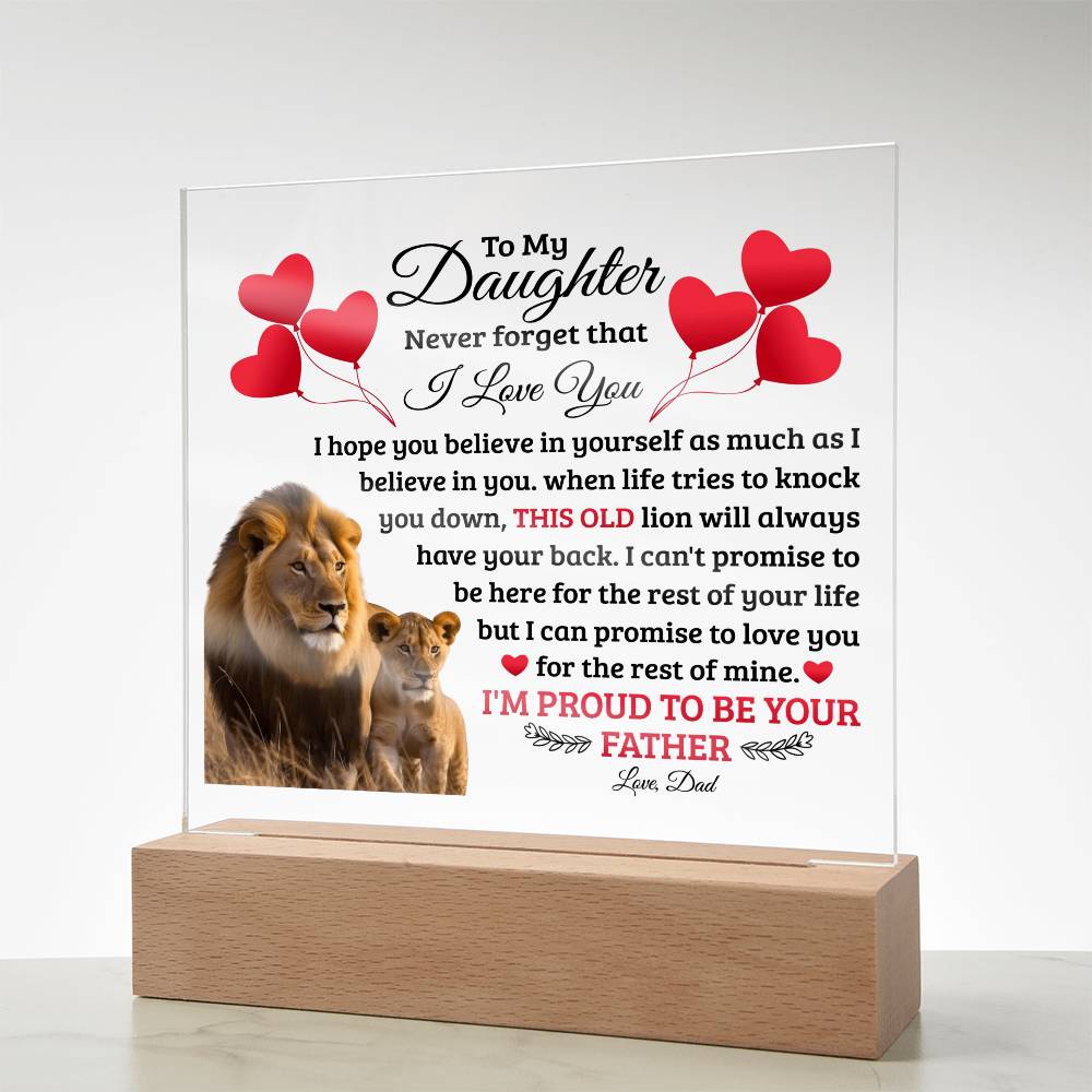 To My Daughter Old Lion - Acrylic Square Plaque