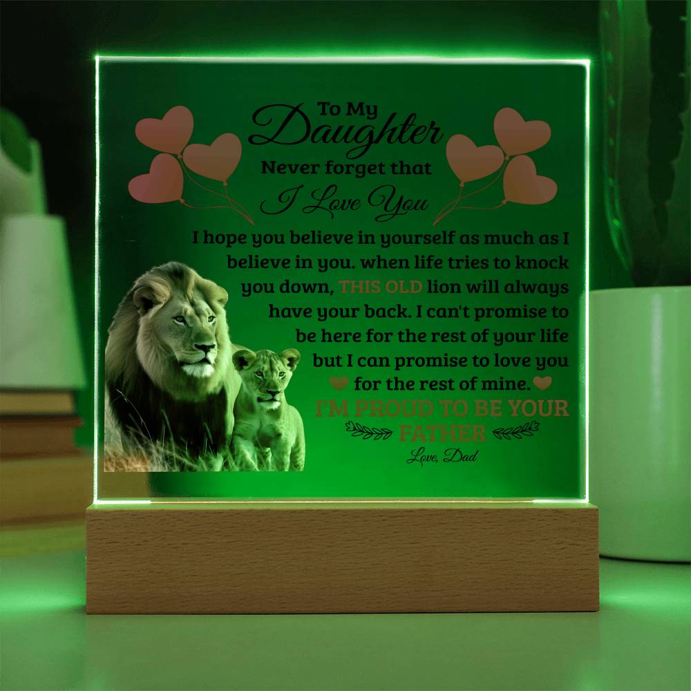 To My Daughter Old Lion - Acrylic Square Plaque