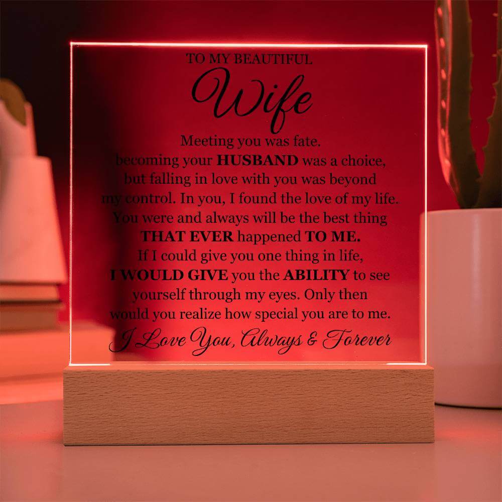 Romantic Acrylic Gift for Wife with Message