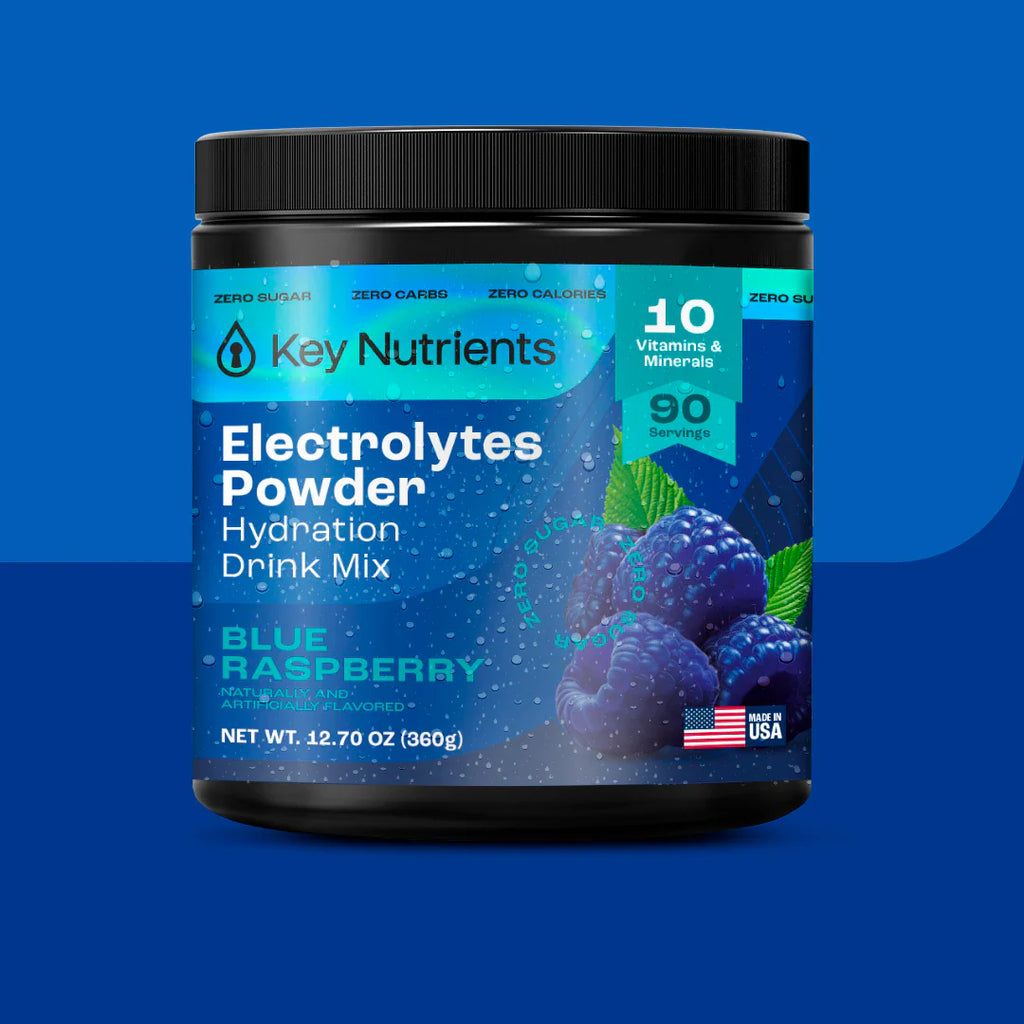 Sugar-Free Electrolyte Recovery Powder for Hydration in Blue Raspberry flavor for optimal refreshment.