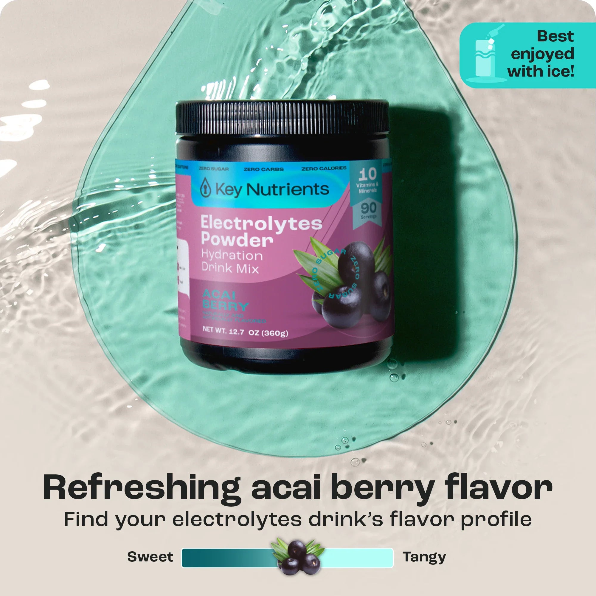Sugar-Free Electrolyte Recovery Powder for Hydration in refreshing acai berry flavor with hydration benefits.