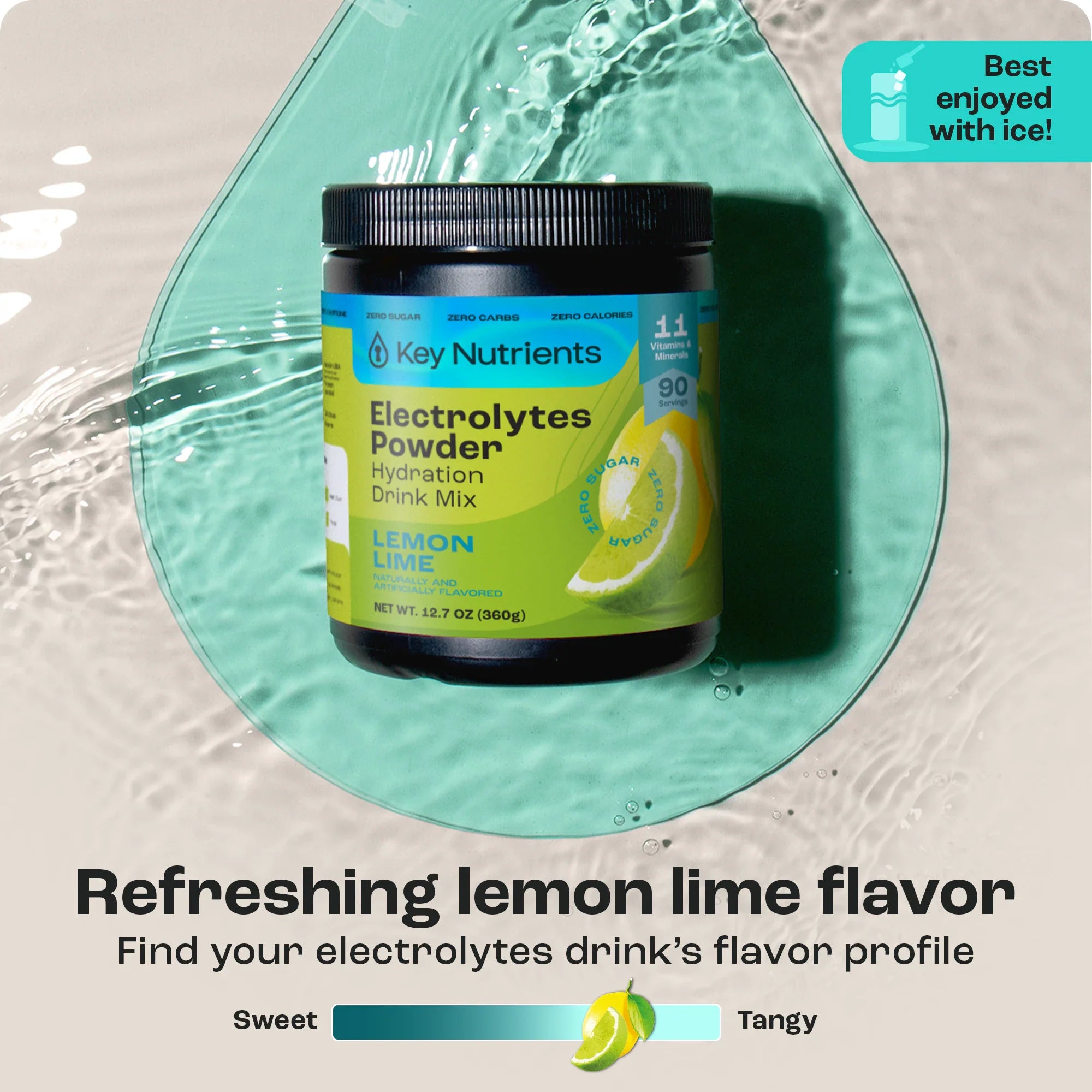 Sugar-Free Electrolyte Recovery Powder for Hydration in lemon lime flavor, perfect for hydration after workouts.