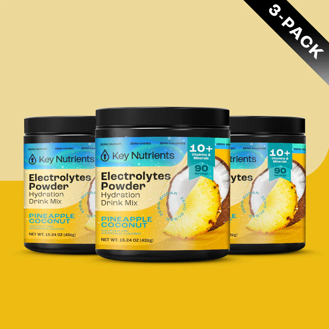Sugar-Free Electrolyte Recovery Powder for Hydration in a 3-pack featuring Pineapple Coconut flavor