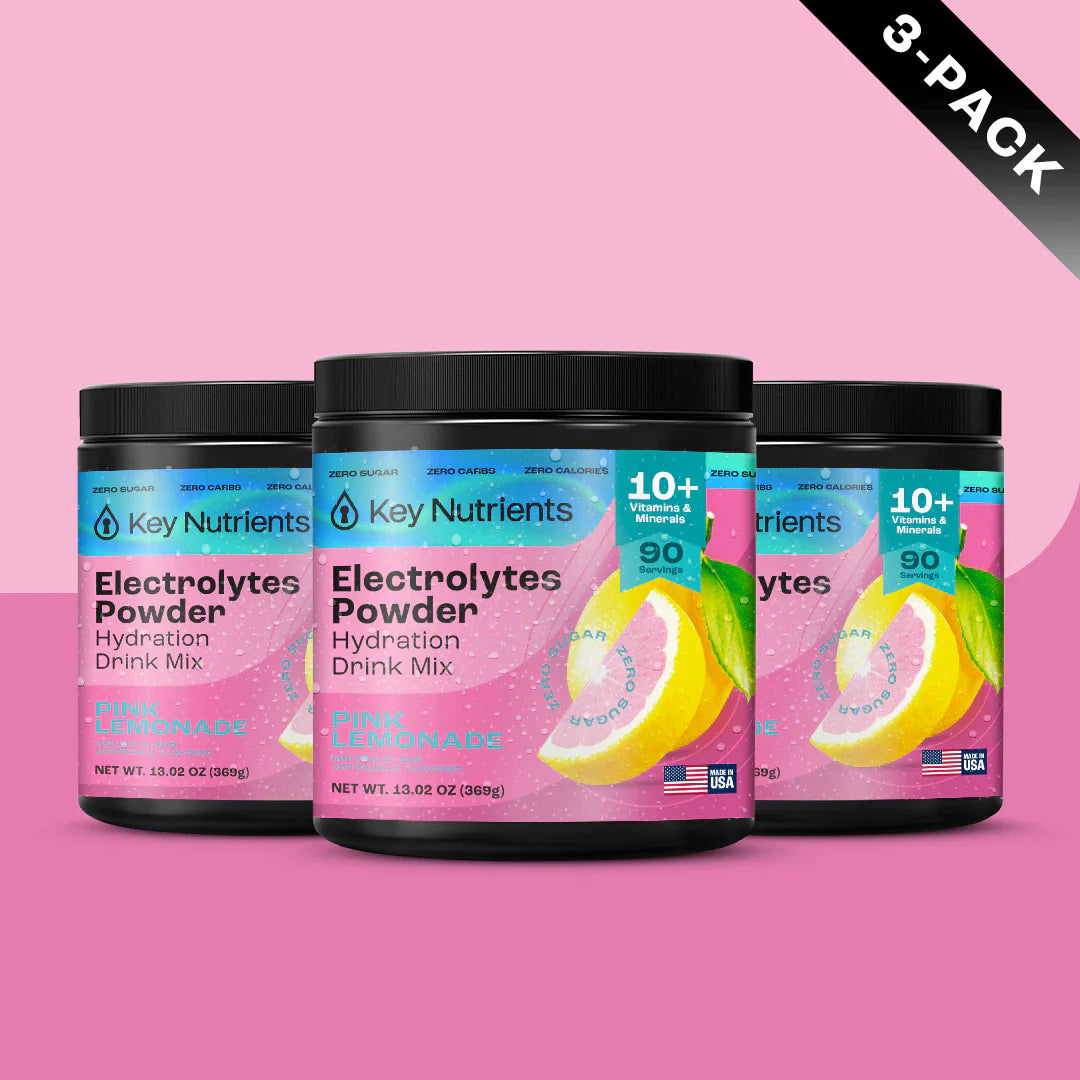 Sugar-Free Electrolyte Recovery Powder for Hydration in a three-pack of drink mix containers.